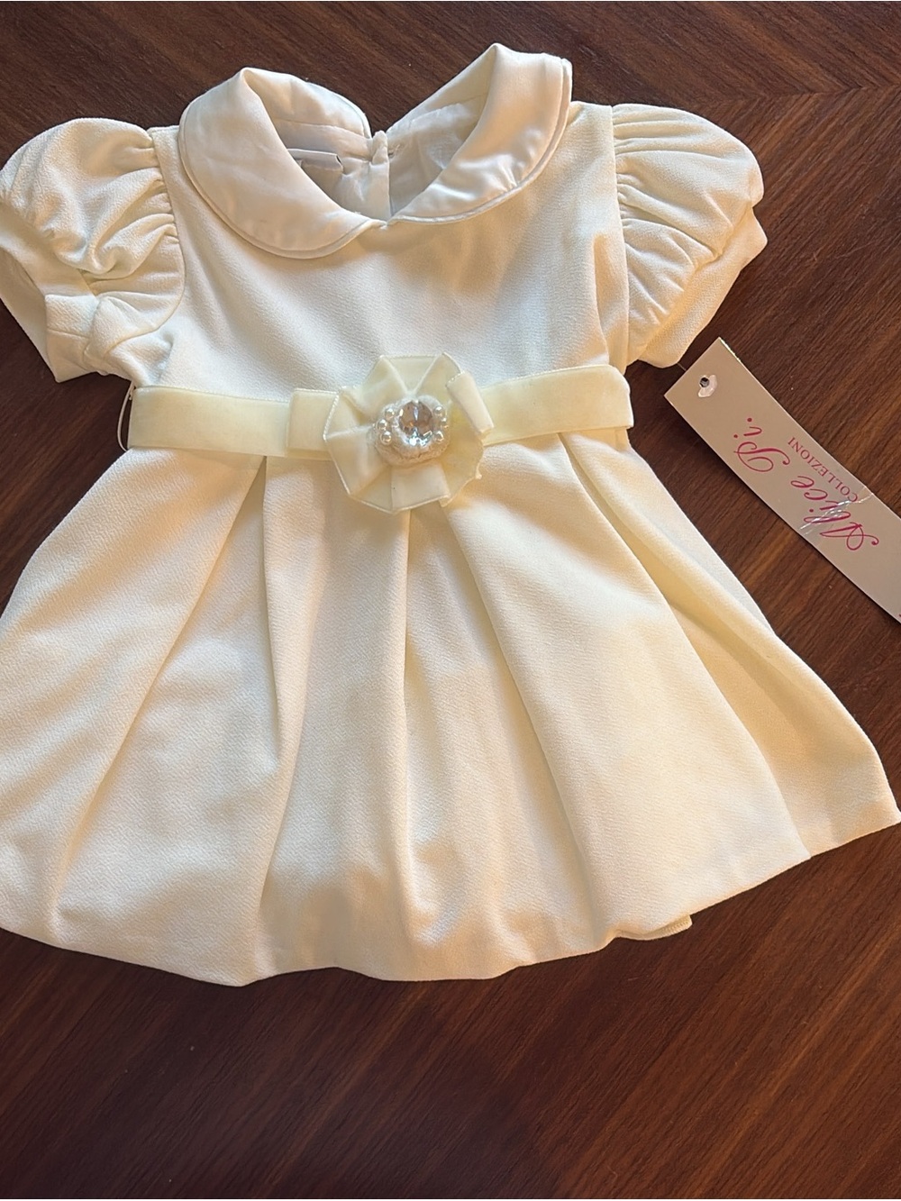 Ivory Baby Dress with Decorative Bow